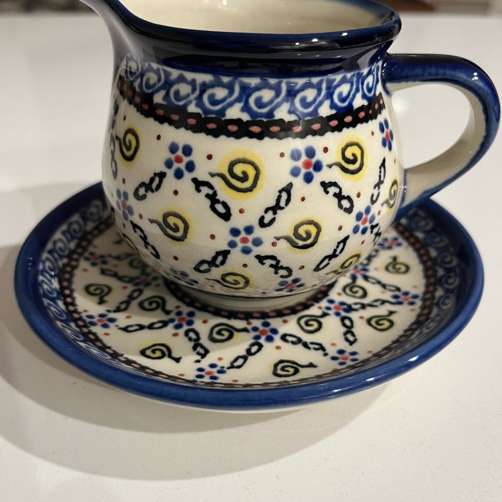 Boleslawiec Polish Pottery Creamer and Saucer